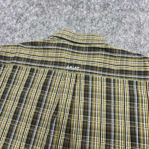 Ariat Pro Series Shirt Mens XL Green Brown Plaid Button Down Western Long Sleeve - Picture 11 of 16